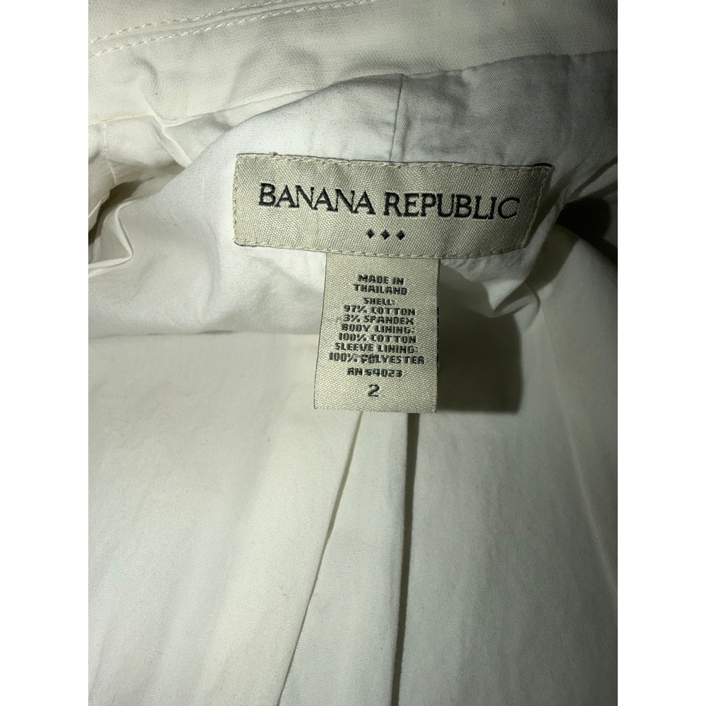 Banana Republic Blazer White Cotton Stretch One Button Classic Workwear Size 2 - Picture 6 of 7